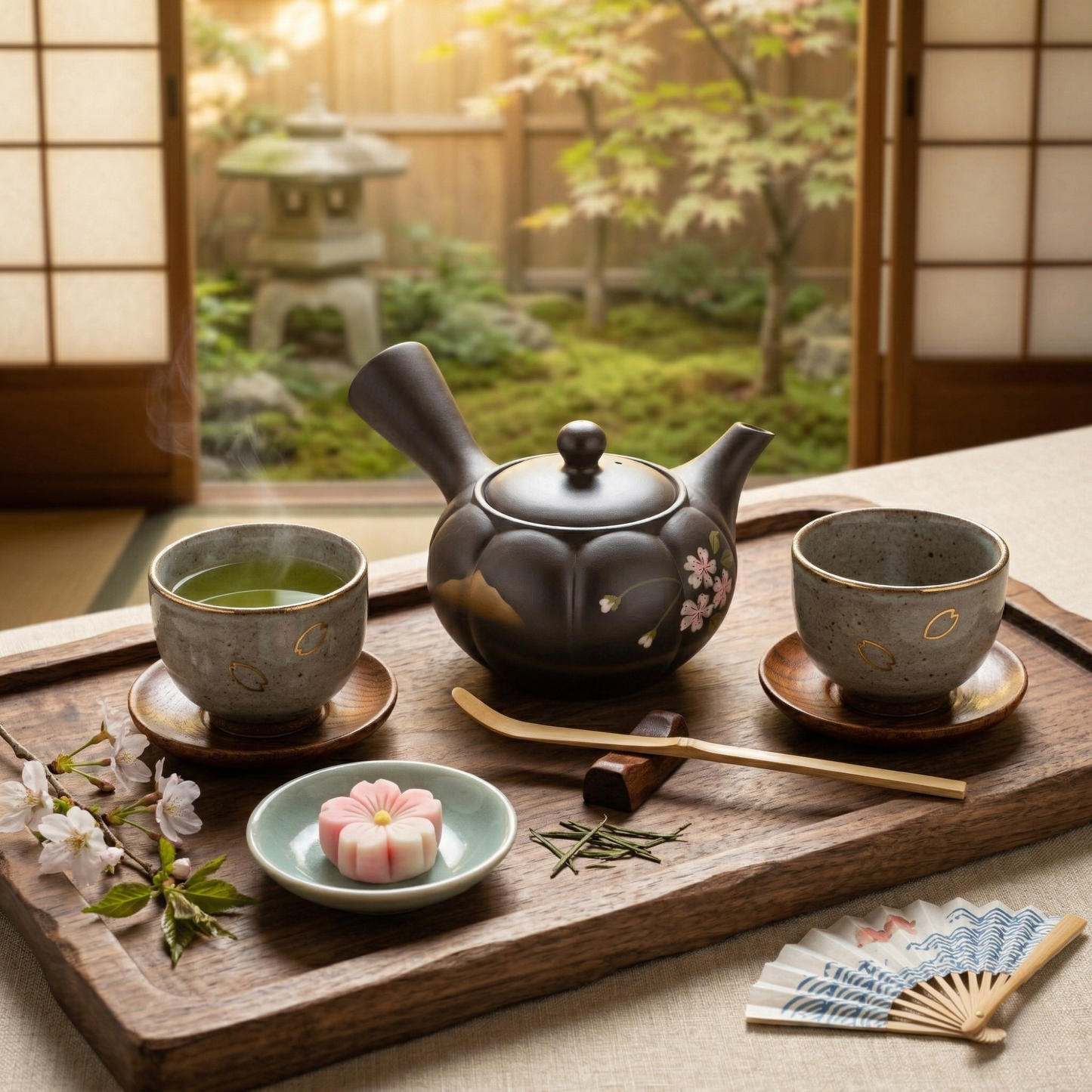 Handpainted Tokoname Teapot | Sakura Black