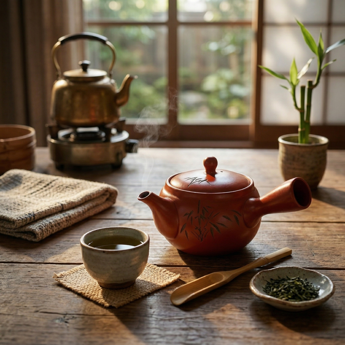Kyusu Teapot 400ml terracotta | Bamboo